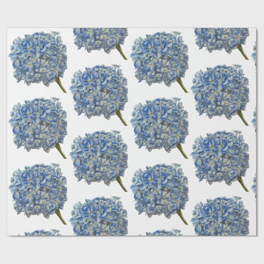 Blue Hydrangea Wrapping Paper Geschenkpapier (Flach)
