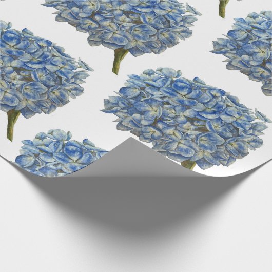 Blue Hydrangea Wrapping Paper Geschenkpapier (Ecke)