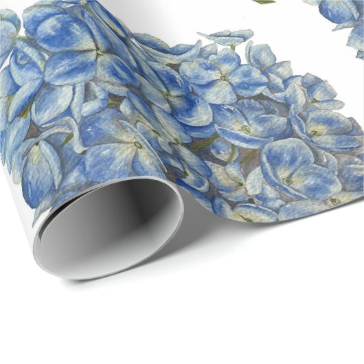 Blue Hydrangea Wrapping Paper Geschenkpapier (Rolleneckpunkt)