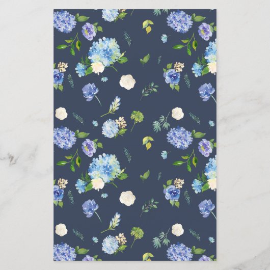 Blue Hydrangea Wreath Baby Dusche Einladung (Rückseite)