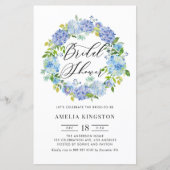 Blue Hydrangea Wreath Bridal Dusche Einladung (Vorderseite)