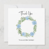 Blue Hydrangea Wreath Danke-Card Dankeskarte (Vorderseite)