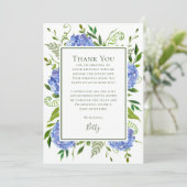 Blue Hydrangeas 100th Birthday  Dankeskarte (Stehend Vorderseite)