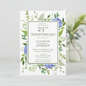 Blue Hydrangeas 25 Jahre Einladung (Stehend Vorderseite)