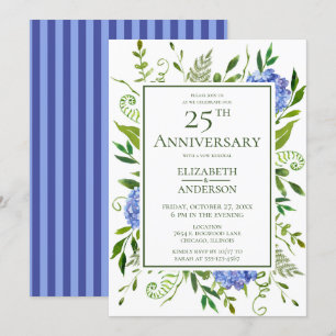 Blue Hydrangeas 25 Jahre Einladung