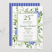 Blue Hydrangeas 25 Jahre Einladung (Vorne/Hinten)