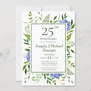 Blue Hydrangeas 25 Jahre Einladung