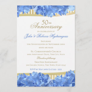 Blue Hydrangeas 50 Jahre Einladung