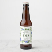 Blue Hydrangeas 80. Geburtstag Bierflaschenetikett (Vorderseite)