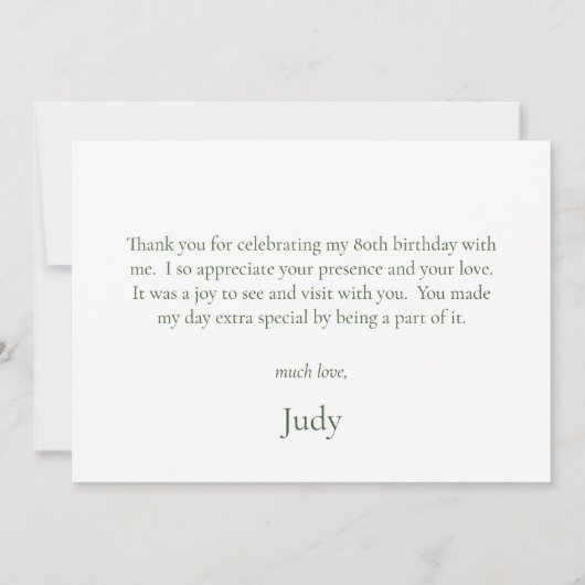 Blue Hydrangeas 80. Geburtstag Dankeskarte (Rückseite)