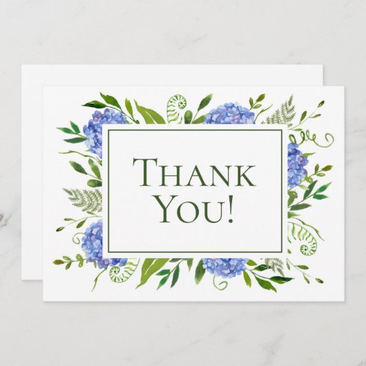 Blue Hydrangeas 80. Geburtstag Dankeskarte (Vorne/Hinten)