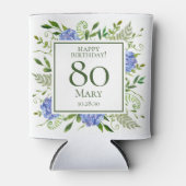 Blue Hydrangeas 80. Geburtstag Dosenkühler (Vorderseite)