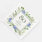 Blue Hydrangeas 80. Geburtstag Serviette (Ecke)