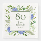 Blue Hydrangeas 80. Geburtstag Serviette (Vorderseite)