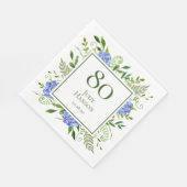 Blue Hydrangeas 80. Geburtstag Serviette (Ecke)
