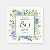 Blue Hydrangeas 80. Geburtstag Serviette (Vorderseite)