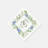 Blue Hydrangeas 80. Geburtstag Serviette (Ecke)