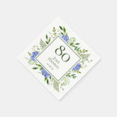 Blue Hydrangeas 80. Geburtstag Serviette (Ecke)