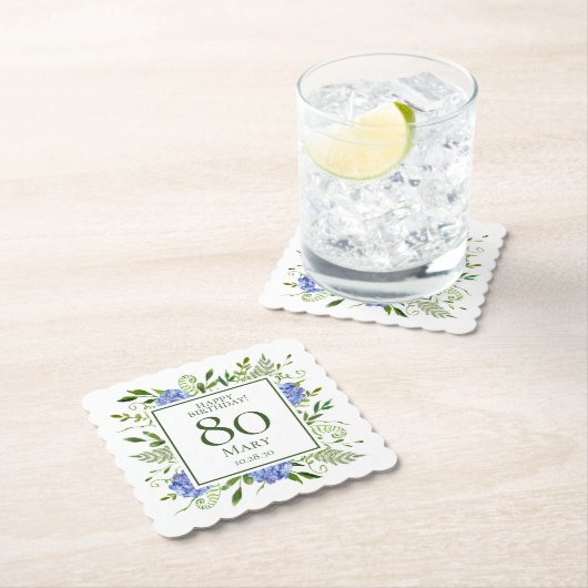 Blue Hydrangeas 80. Geburtstag Untersetzer (Vor Ort)