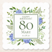 Blue Hydrangeas 80. Geburtstag Untersetzer (Vorderseite)
