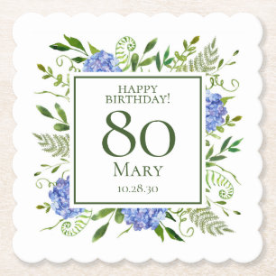Blue Hydrangeas 80. Geburtstag Untersetzer