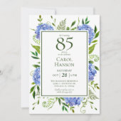 Blue Hydrangeas 85. Geburtstag Einladung (Vorderseite)