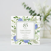 Blue Hydrangeas 85. Geburtstag Einladung (Stehend Vorderseite)
