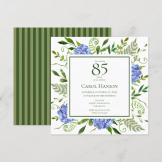 Blue Hydrangeas 85. Geburtstag Einladung