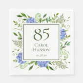 Blue Hydrangeas 85. Geburtstag Serviette (Vorderseite)