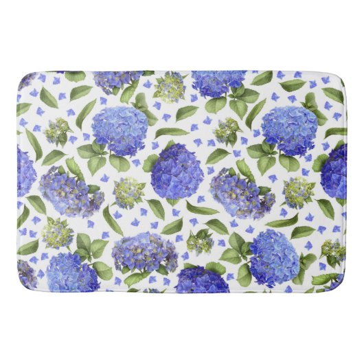 Blue Hydrangeas All Over Floral Pattern Badematte (Vorderseite)