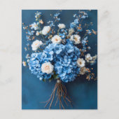Blue Hydrangeas and White Blossoms Postkarte (Vorderseite)