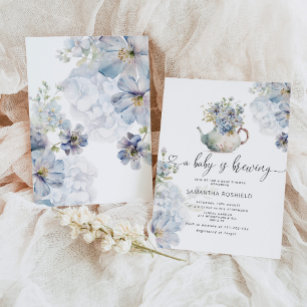 Blue Hydrangeas Baby Braut Tee Party Dusche Einladung