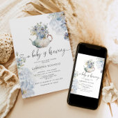 Blue Hydrangeas Baby Braut Tee Party Dusche Einladung