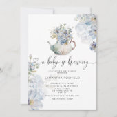 Blue Hydrangeas Baby Braut Tee Party Dusche Einladung (Vorderseite)