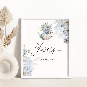 Blue Hydrangeas Baby Dusche Favoriten Poster