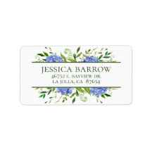 Blue Hydrangeas Baby Dusche Rücksendeadresse