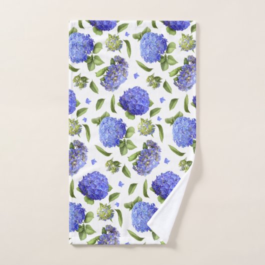 Blue Hydrangeas Badhandtuch Set (Handtuch)