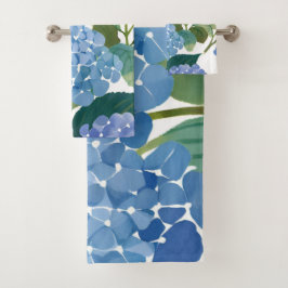Blue Hydrangeas | Beautiful Floral Bush Badhandtuch Set