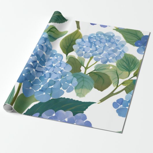 Blue Hydrangeas | Beautiful Floral Bush Geschenkpapier (Ungerollt)
