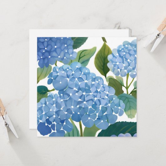 Blue Hydrangeas | Beautiful Floral Bush Karte (Vorderseite/Rückseite Beispiel)