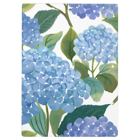 Blue Hydrangeas | Beautiful Floral Bush Klemmbrett (Rückseite)