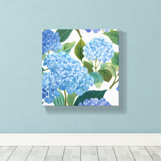 Blue Hydrangeas | Beautiful Floral Bush Leinwanddruck (Insitu (Holzboden))
