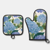 Blue Hydrangeas | Beautiful Floral Bush Ofenhandschuh & Topflappen-Set (Vorderseite)