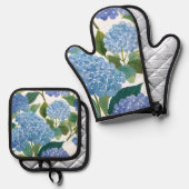 Blue Hydrangeas | Beautiful Floral Bush Ofenhandschuh & Topflappen-Set (Vorderseite/Rückseite)