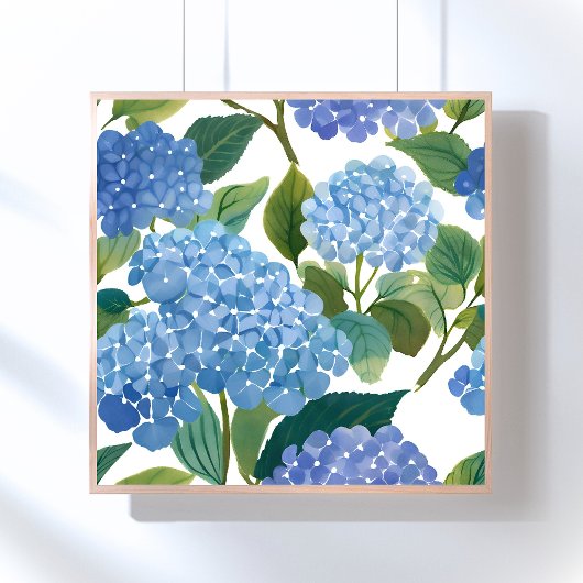 Blue Hydrangeas | Beautiful Floral Bush Poster