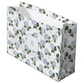 Blue Hydrangeas Bloom Große Geschenktüte (Vorderseite Schrägansicht)