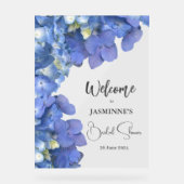 Blue Hydrangeas Blooms Brautparty Acrylschild (Vorderseite)