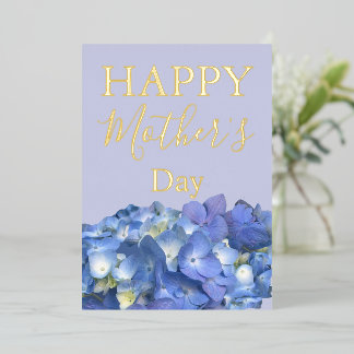 Blue Hydrangeas Blooms Mother's Day Folien Feiertagskarte