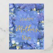Blue Hydrangeas Blooms Muttertag Folien Feiertagspostkarte (Vorderseite)