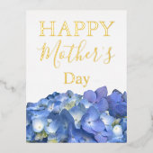 Blue Hydrangeas Blooms Muttertag Folien Feiertagspostkarte (Vorderseite)